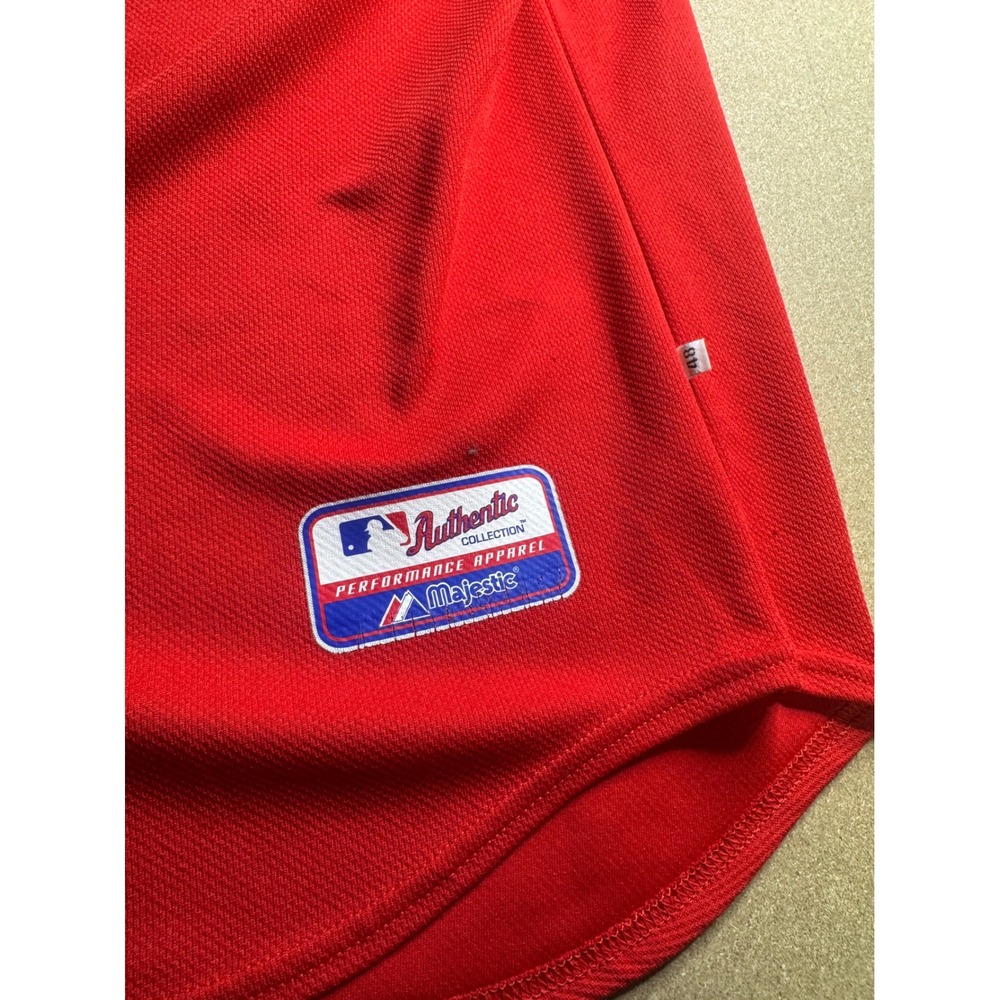 Majestic St Louis Cardinals MLB Authentic Red Jersey Mens 48 Number 9 Baseball - Picture 6 of 7